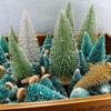 12 Pcs Christmas Tree Mini Pine With Wood Base Wooden Christmas Tree Snow Landscape Xmas Trees Xmas Tabletop Decorative Gifts