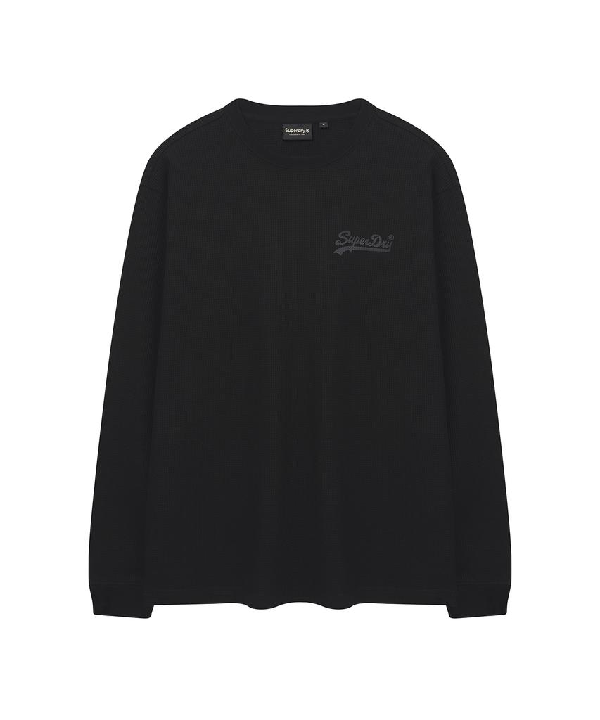 Syupeodeulai Waffle Long Sleeve T-Shirt Black Sduilaq04Blk