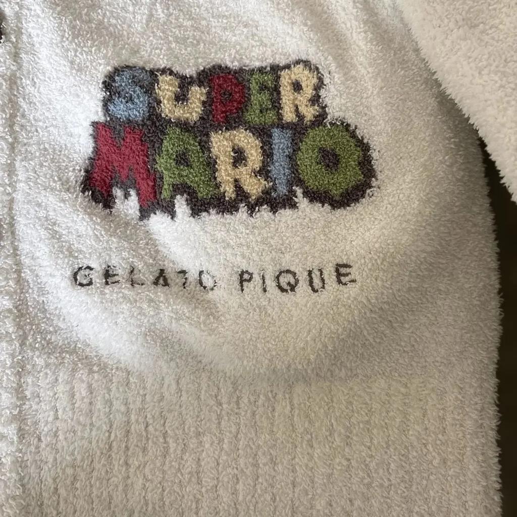 GELATO PIQUE X Super Mario Bros Unisex Cardigan White Long Sleeve Used Good FS