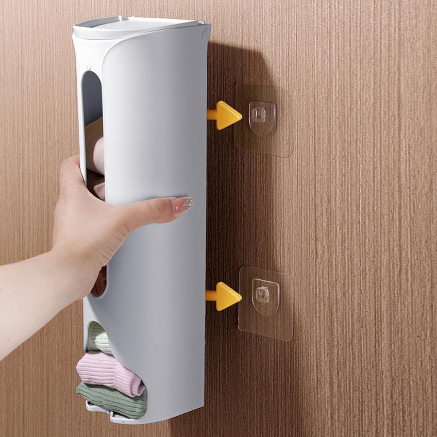 Wall-Mounted Flip-Top Sock and Underwear Organizer, Plastic, Large Capacity, No Drilling Needed