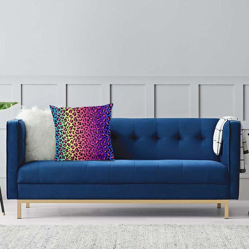 Rainbow Leopard Tiger Cheetah Print Pattern Cushion Cover 40X40Cm Home Decor Print Throw Pillow For Car Double Side