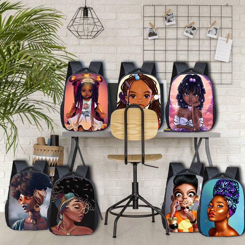 Afro African Beauty Black Princess School Backpack With Smooth Zipper And Adjustable Straps
