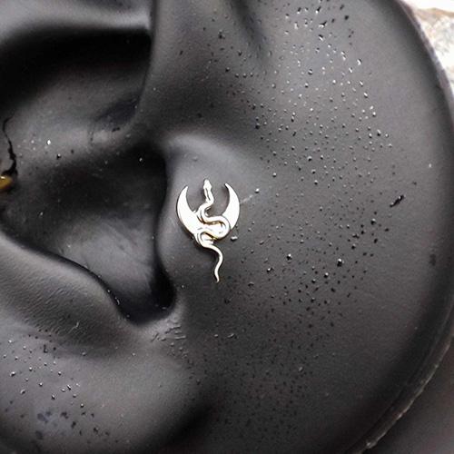 Titanium Snake Nut With Moon - Silver - Tna-186 1.2 Mm