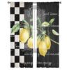 Farm Fruit Lemon Plaid Sheer Curtains Window Tulle Curtains For Living Room Bedroom For Kitchen Veiling Curtains Decoration