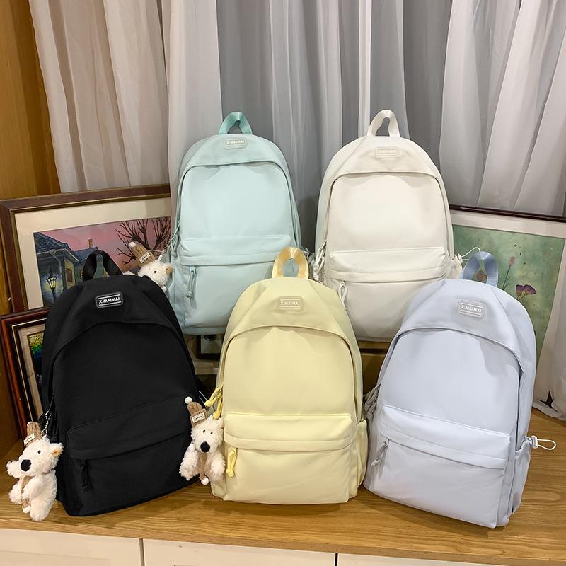 Student Schoolbag Solid Color Campus Backpack Women Large Capacity Backpack