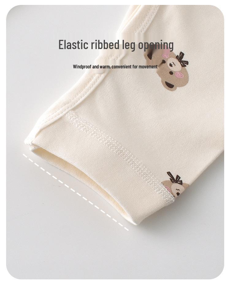 Podzimní a zimní novorozenecká pyžamová souprava z čisté bavlny s vysokým pasem chránícím bříško