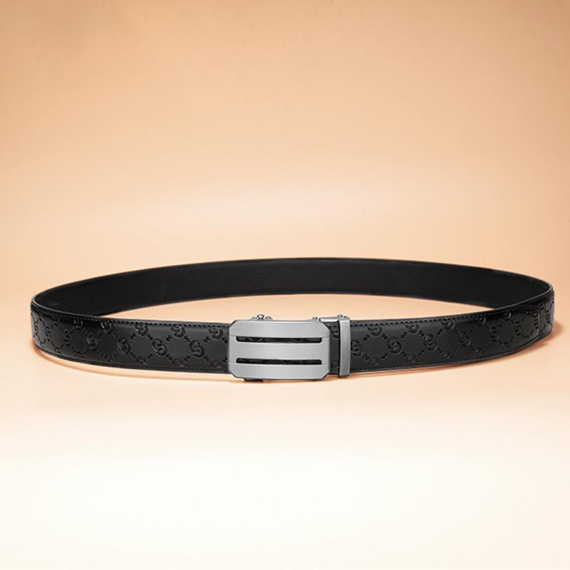 Men'S New Belt Leather Travel Premium Business Belt Simple Casual Versatile Automatic Buckle Belt