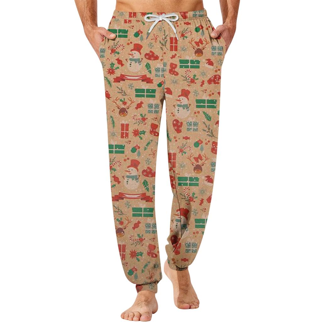 Men's Christmas Print Sleep Pants for Fall and Winter Comfort Wear
