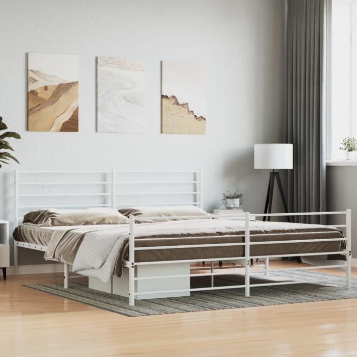 VidaXL Cadre de lit métal avec tête de lit-pied de lit blanc 180x200cm 352390