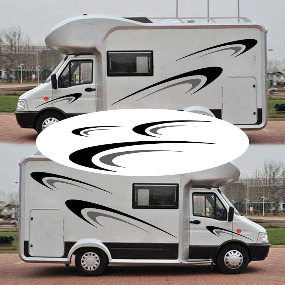 Large Vinyl Decals,Car Body Stickers,Vinyl Stripe Graphics Decals Stickers for Camper,RV,Trailer,Motorhome,Black+Gray,(DB04850ANPCS)
