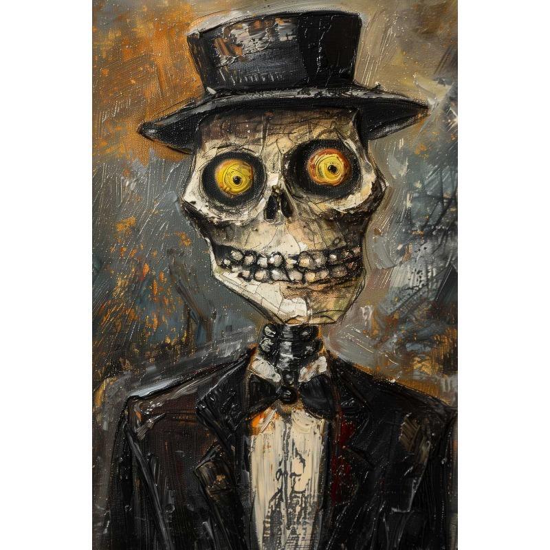 Abstract Horror Skeleton Poster Fantasy Witchy Creepy Festival Canvas Painting Wall Art Halloween Christmas Bedroom Home Decor