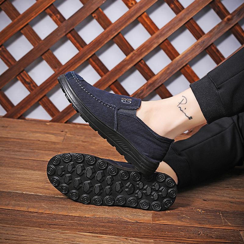 New Old Beijing Cloth Shoes Men's Beef Tendon Sole Shoes Casual Breathable One-pedal Cloth Shoes Comfortable Board Shoes Canvas Shoes