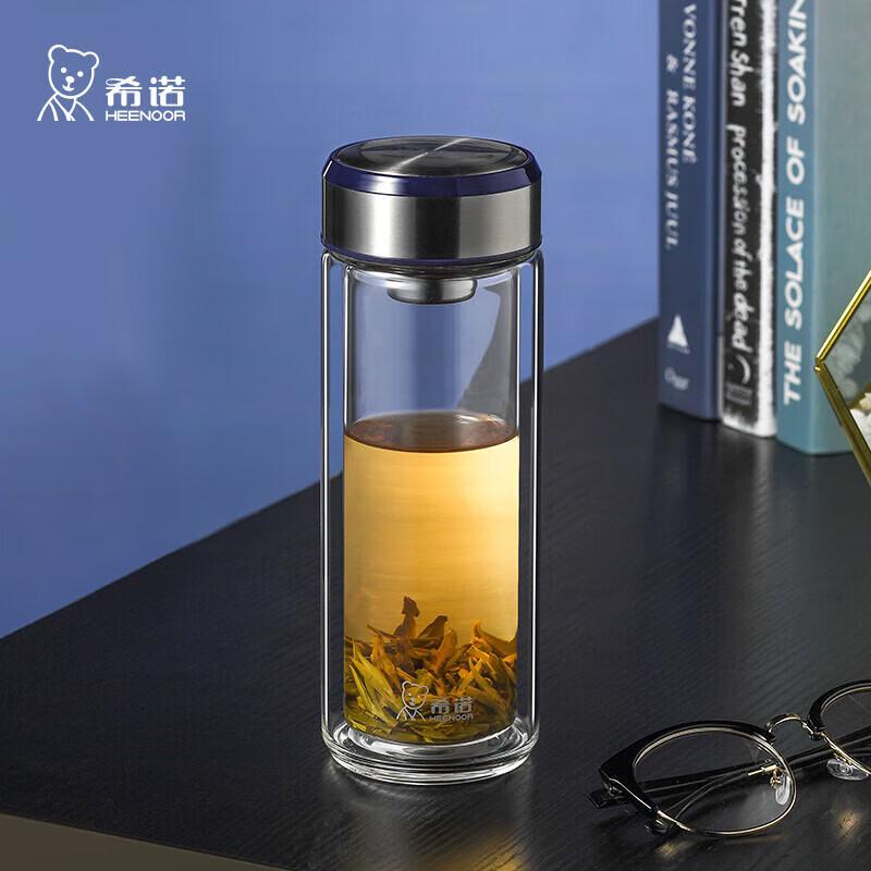 XINUO 390mL Double-Layer Glass Tea Infuser Travel Mug