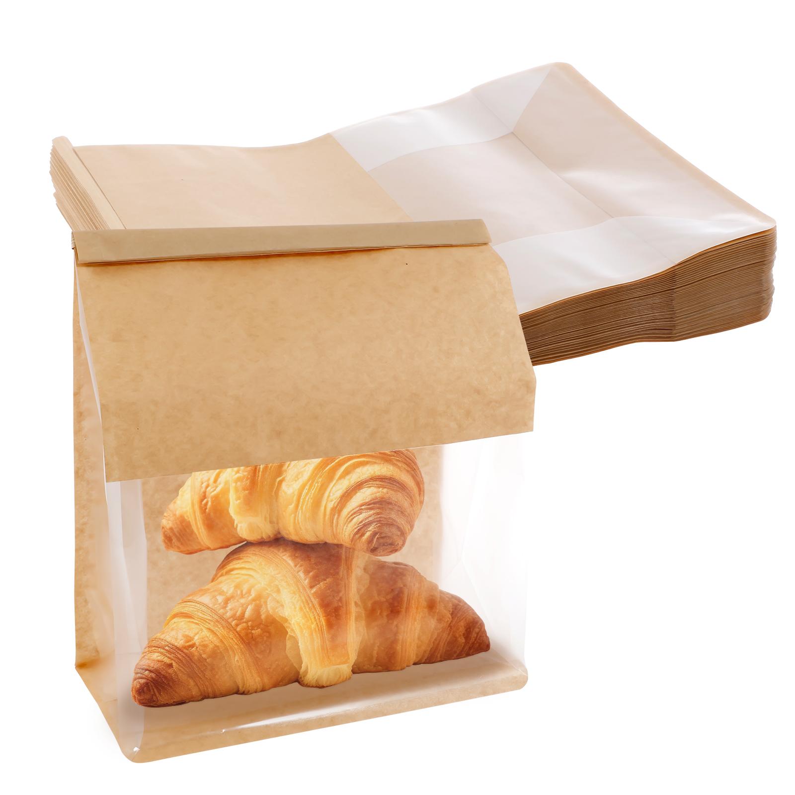 

50/100 шт. Бумажные пакеты для хлеба, самозапечатывающиеся пищевые пакеты для упаковки хлеба, герметичные железные проволочные пакеты для выпечки, закусок, сахара, гамбургской пекарни 22x11x28cm