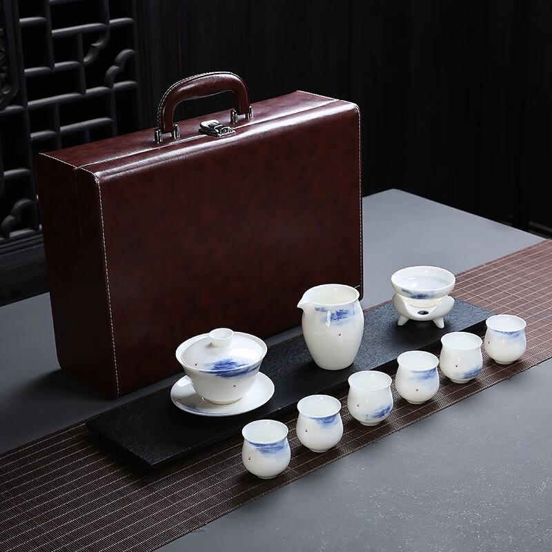 Cha Xun Artistic Landscape Jade Porcelain 11-Piece Tea Set