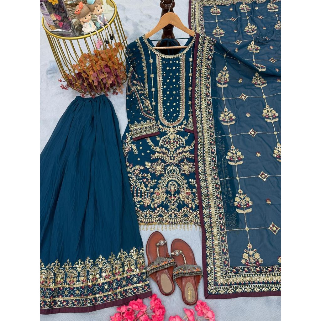 Bollywood Pakistani Ethnic Salwar Kameez Indian Wedding Wear Top Palazzo Suit
