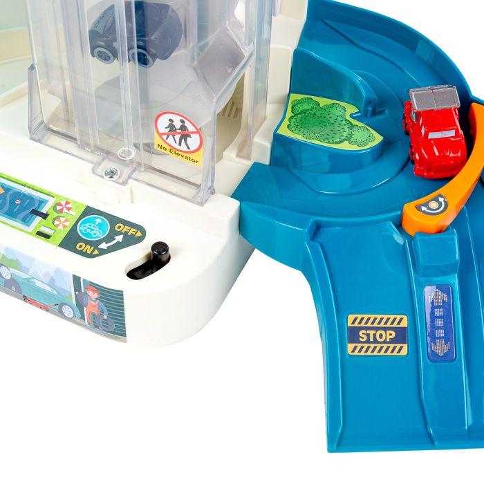 Multi-story Garage Helical Ramp, Elevator with Light and Sound + 6 Cars - Kinderplay (KP3496)