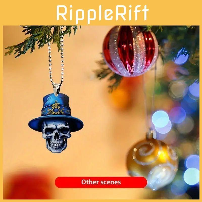 Vintage Flat Acrylic Surface Skull Car Pendant For Halloween Decor Vehicle