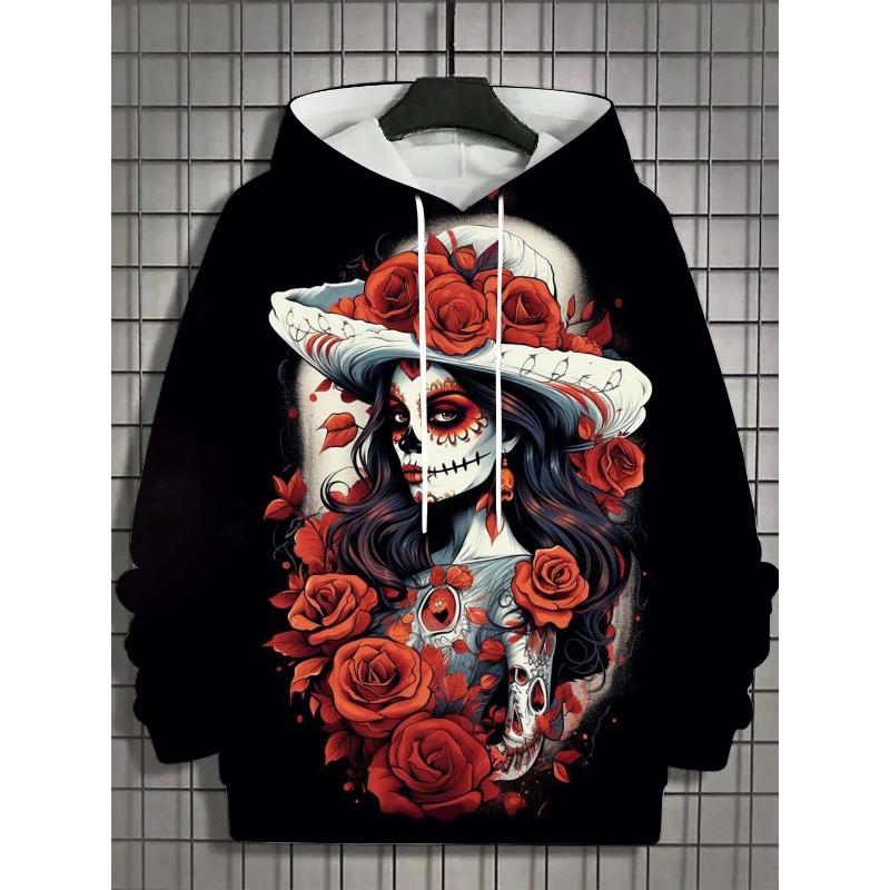 Fashion Women's Hoodie for Girls Autumn New Men's Long Sleeve Tops Sexy Girls Clothes Horror Undead Skull Pattern Unisex Tops