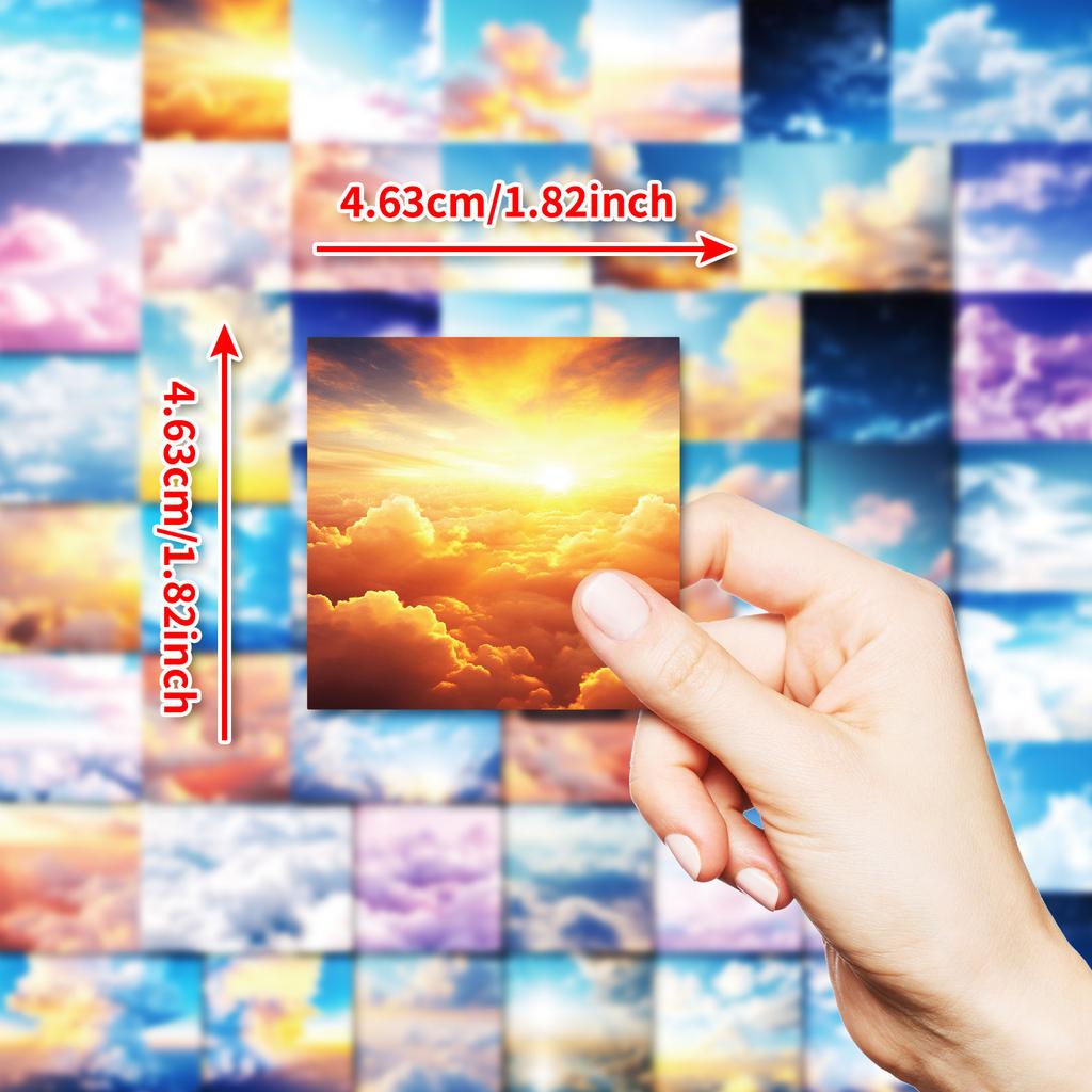 50 Stickers for Fantasy Sky Colorful Cloud Landscape Pictures Daily Decoration Stickers Guka Waterproof Stickers