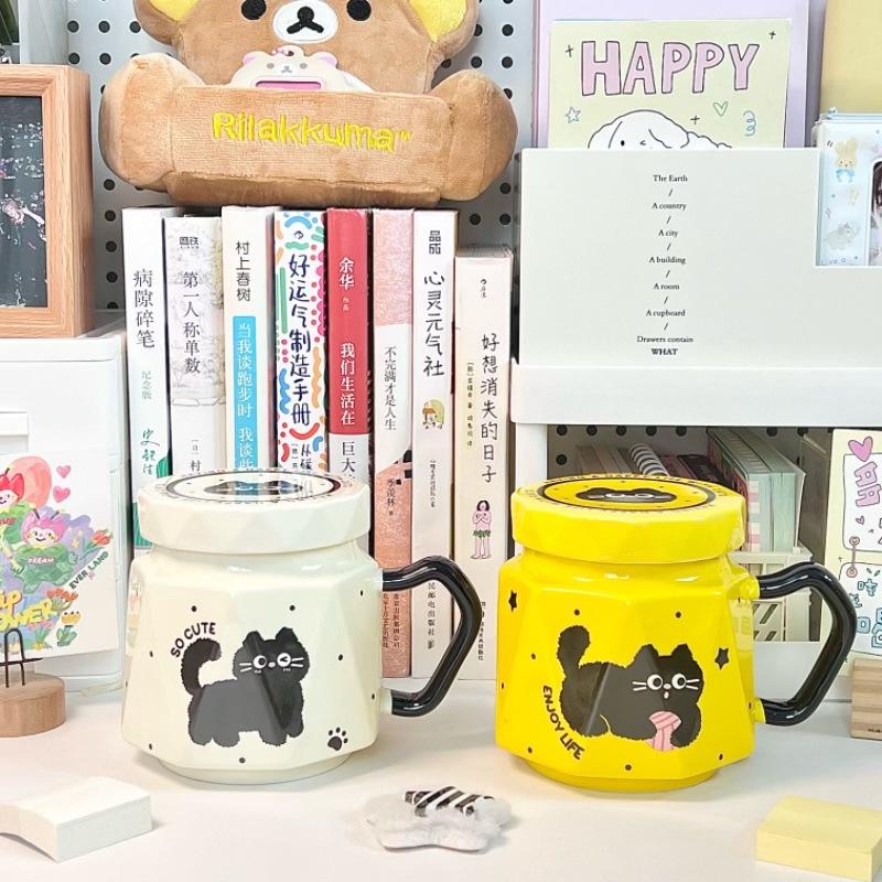 Birthday gift ins Cream Wind Cat Ceramic Mug Girl Heart Coffee Milk Mug Souvenir Gift Box