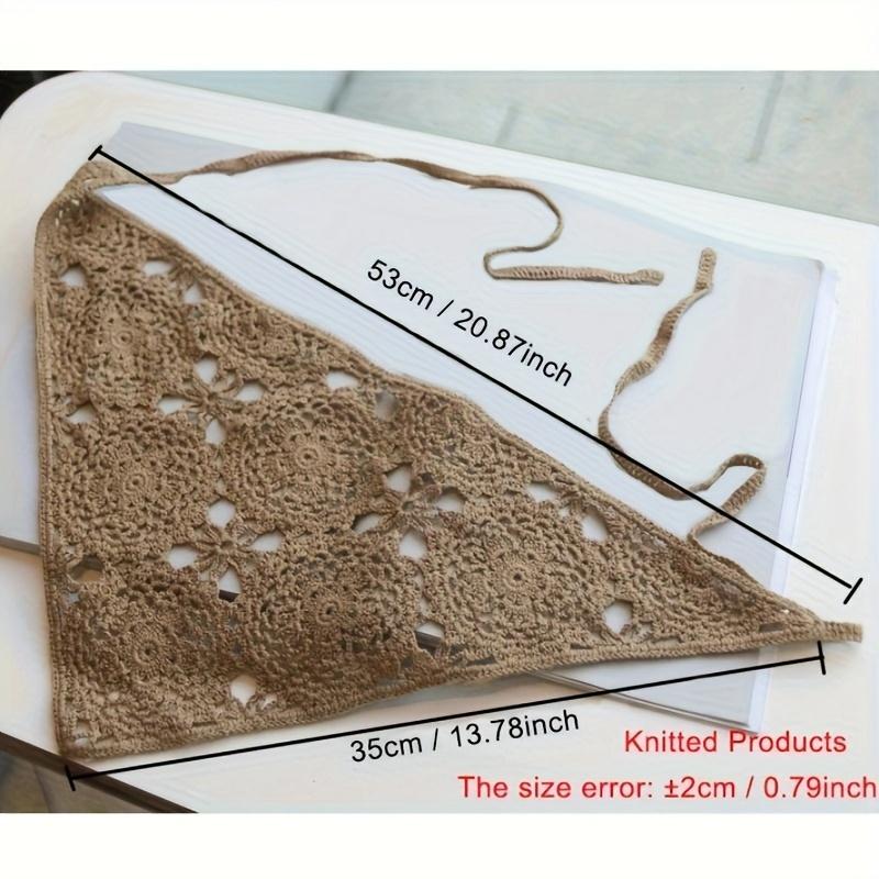 1PC Retro Hollow Crochet Flower Triangle Scarf Knitted Hairband Lace Flower Headband Hair Accessories For Women