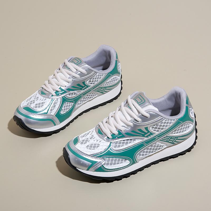 

Модные кроссовки для бега для женщин, повседневные кроссовки на толстой платформе для ходьбы, женские спортивные теннисные туфли со шнуровкой, классические кроссовки для папы 40 зелёный