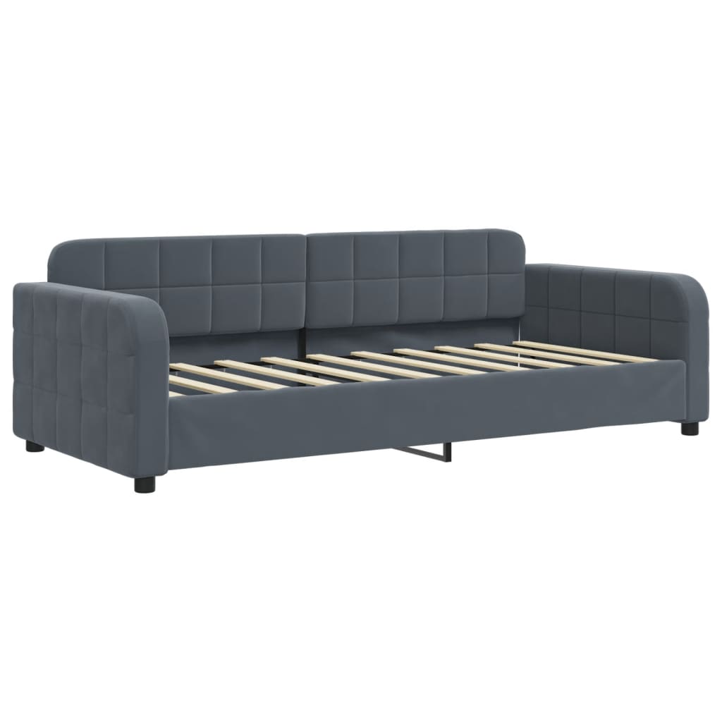 Extendable Daybed with Drawers Dark Grey 90x190 cm Velvet