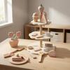 Wooden Dessert Playset Smooth Painted Finish Pretend Confectionery Stand Assorted Accessories
