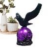 Creative Gothic Raven LED Lamp Sculpture Purple Glow Sphere Mysterious Decor for Dark Art Unique Desk Night Light Ornaments