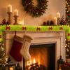 Light Green Christmas Tinsel Garland with Red Bows Xmas Tree Hanging Ornament Holiday Home Door Indoor Party Decoration Supplies