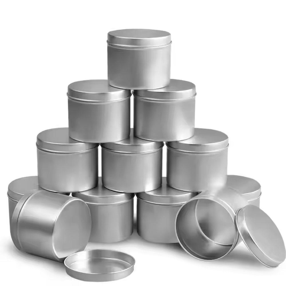 Borcane de argint pentru lumânări Fabricarea de lumânări Cutie metalică Borcane goale cu capace metalice Cilindru Container pentru lumânări Depozitare bijuterii Cadouri de aniversare DIY