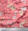 Soimoi Japan Crepe Satin Fabric Leaves,Peony & Dahlia Flower Printed Fabric 1 Metre 42 Inch