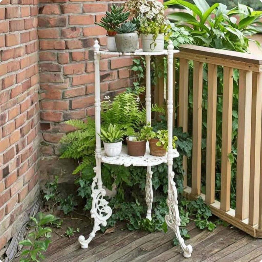 3-Tiered Plant Stand Wrought Iron Look Rotating Flower Pot
