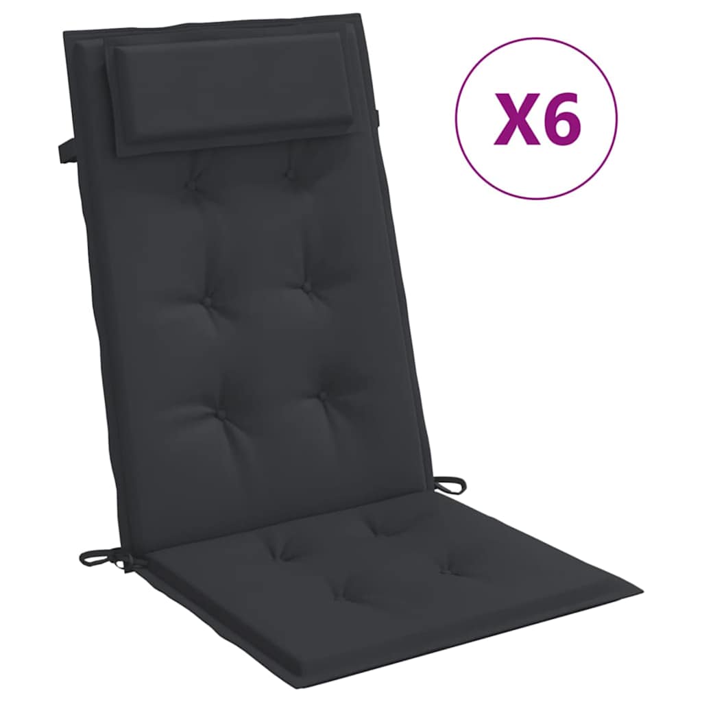 High Back Chair Cushions 6 Pcs Black Oxford Fabric