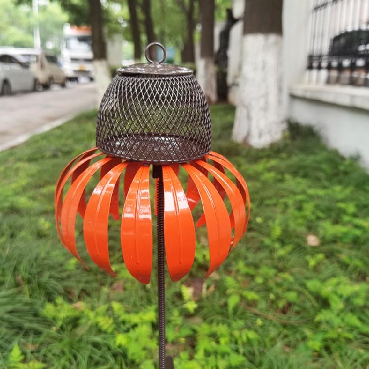 Wild Bird Feeder Anti-Rust Coneflower Outdoor Metal Bird Feeders with Stand