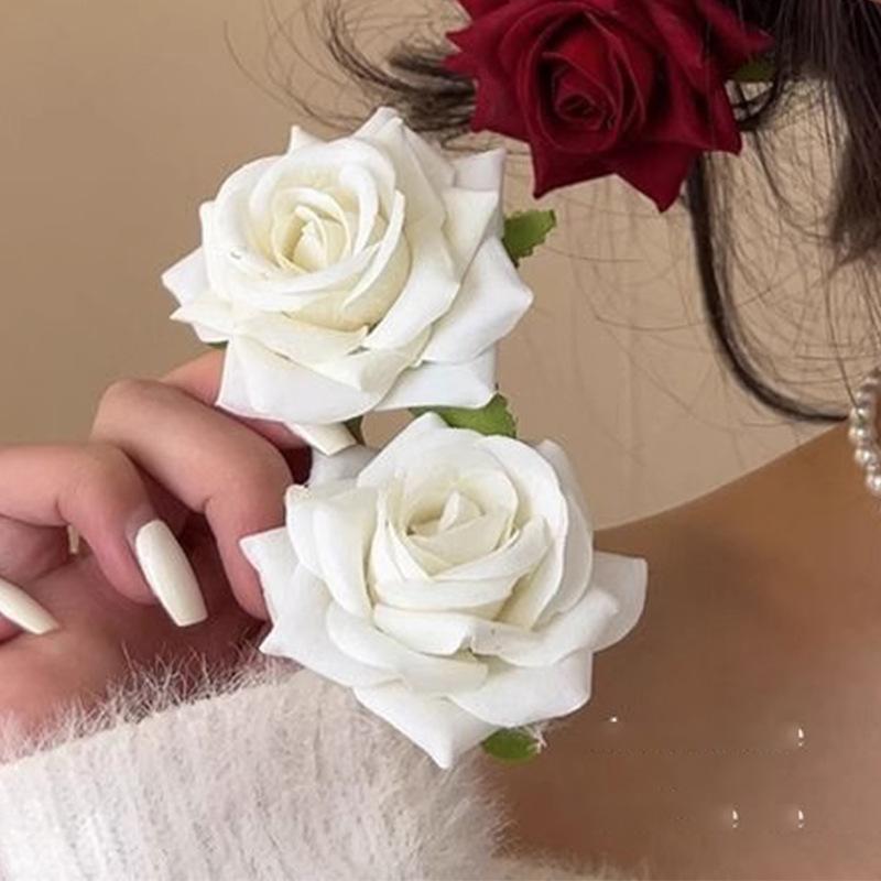 Красная Роза Головной убор Зажим для волос Легкая Роскошь Ретро Цветок для волос Чистое Желание Ощущение Лес Женская Фотография Имитация Цветка Зажим-утка