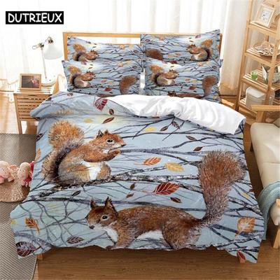 3D Squirrel Bedding Set Queen Bedding Duvet Cover Set Bedding Set Bed Cover Queen Bedroom Bed Cover Set Bed Set Bedding