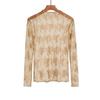 Mesh Lace Bottomed Blouse Hollow Lace Floral  Shirts Elegant Transparent T-shirt  Spring Autumn