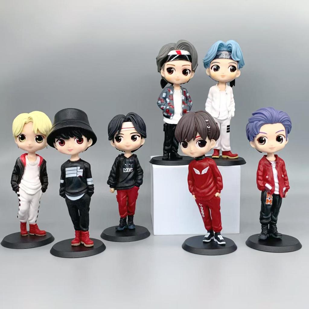 Charming BTS Group Q Version Figurine Ornament - Cute Large Hand Figure for Car