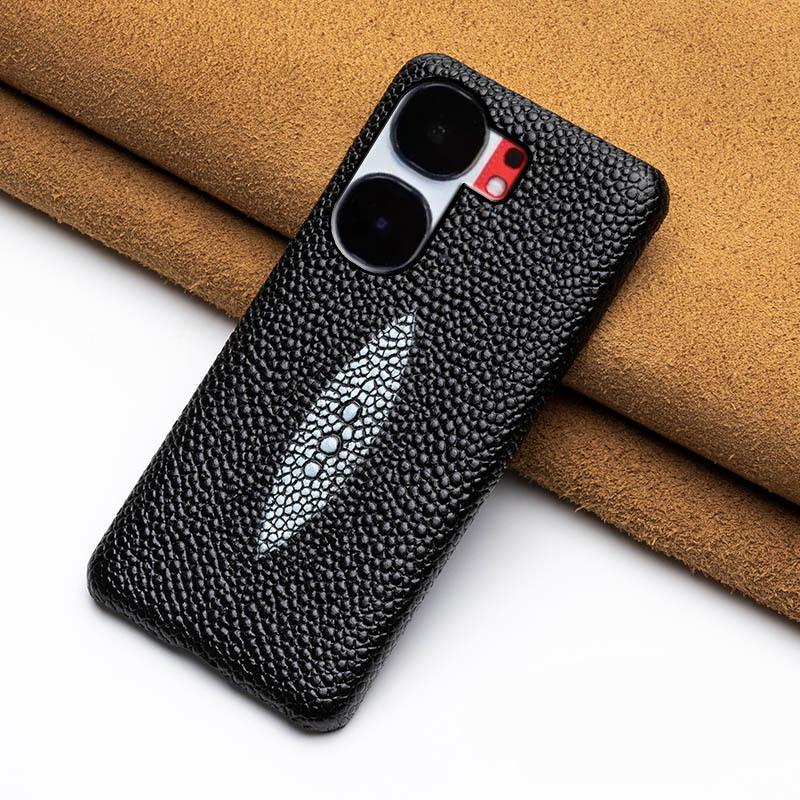 

iQOO Neo5 Защитный чехол-полунакладка из коровьей кожи с узором «Жемчужная рыба» для Neo5 Vitality iQOO Neo 9 Pro чёрный