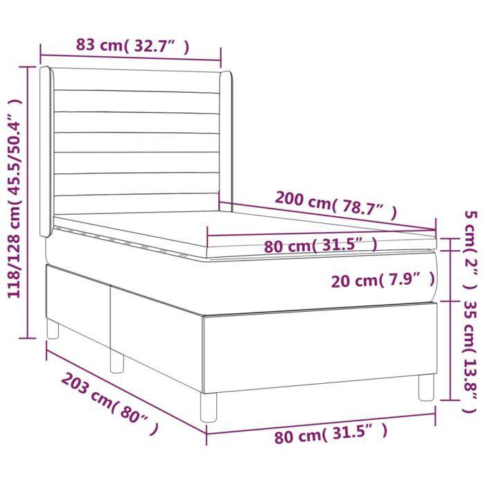 VidaXL Sommier à Lattes de Lit avec Matelas et LED, Lit Rembourré, Lit Simple, Lit Adulte de Chambre à Coucher Intérieur, 3138353