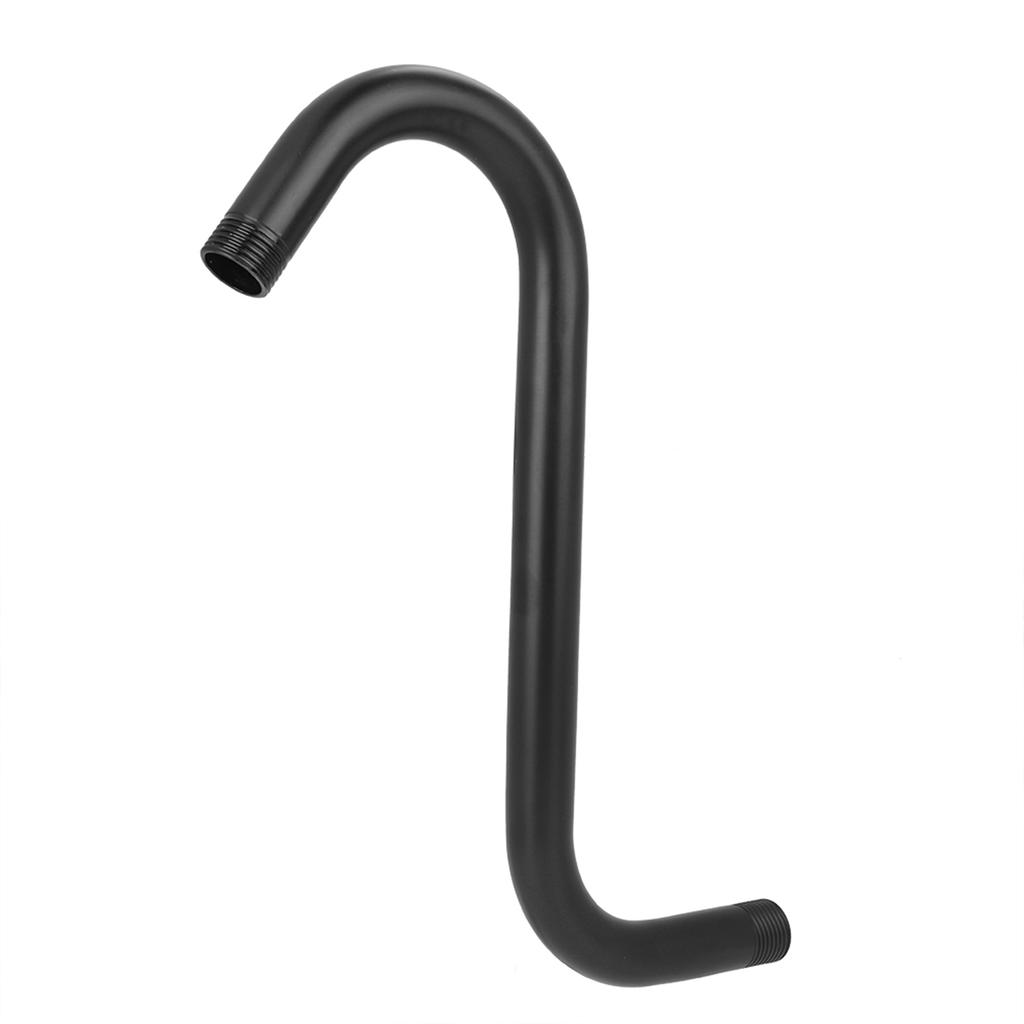 8in Stainless Steel Shower Extension Arm S-Curved Black Bathroom Accessory Shower Arm with G1Celsius2 Thread for Tall Individuals