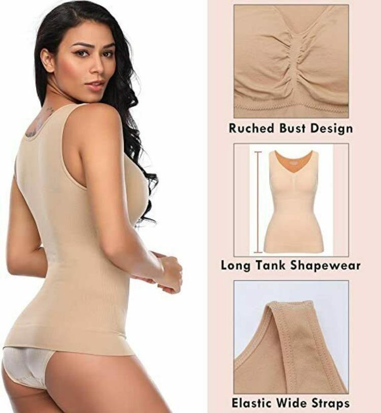 Camisola moldeadora para mujer con sujetador incorporado y control de abdomen de alta compresión, tirantes finos, camisetas sin mangas, moldeador corporal adelgazante, ropa interior para pérdida de peso