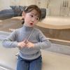 Girls Solid Half High Collar Long Sleeve Pullover Sweater Kids Casual Bottoming Inner Top