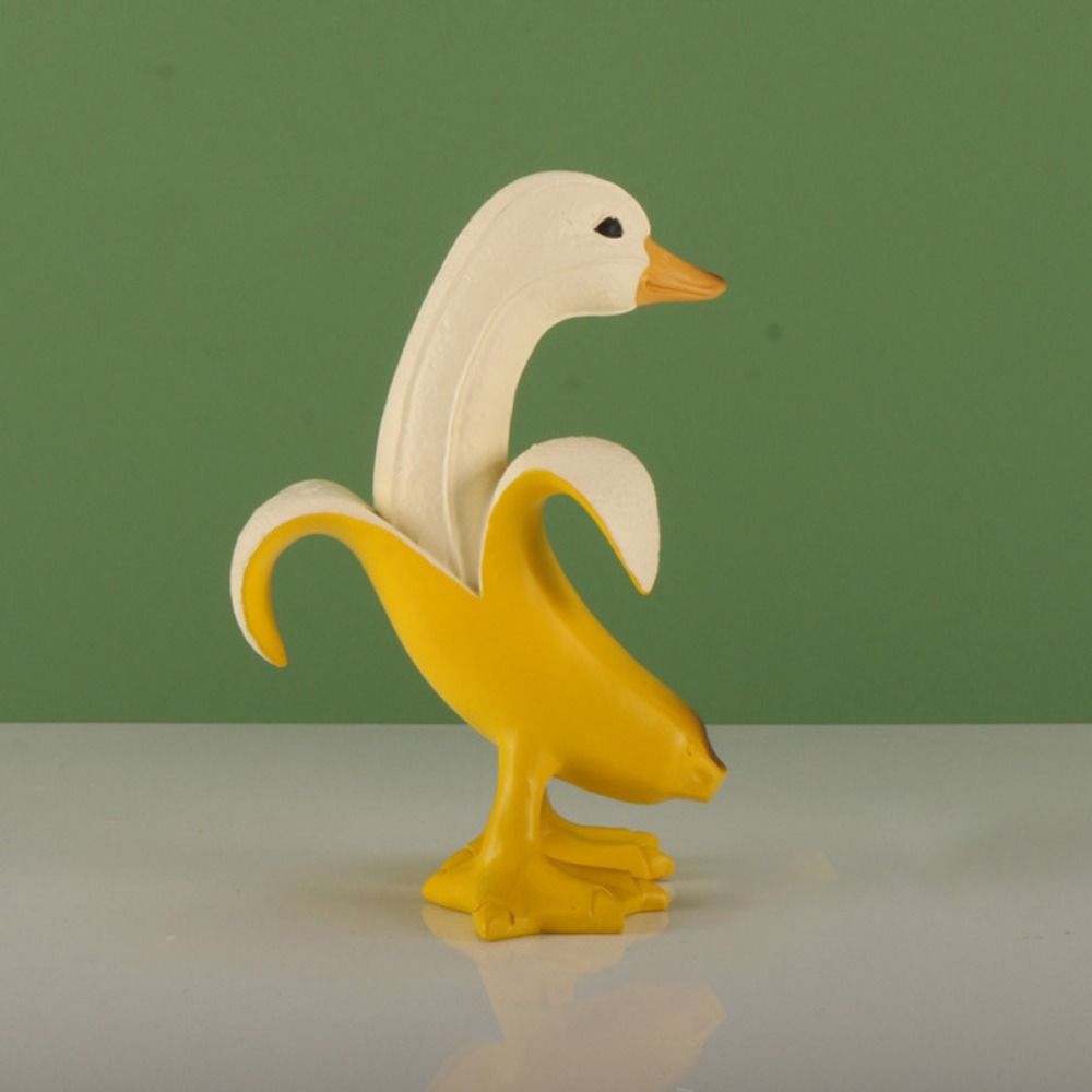 Cute Banana Duck Figurines Resin Animal Ornaments Fashion Cartoon Banana Duck  Birthday Gift