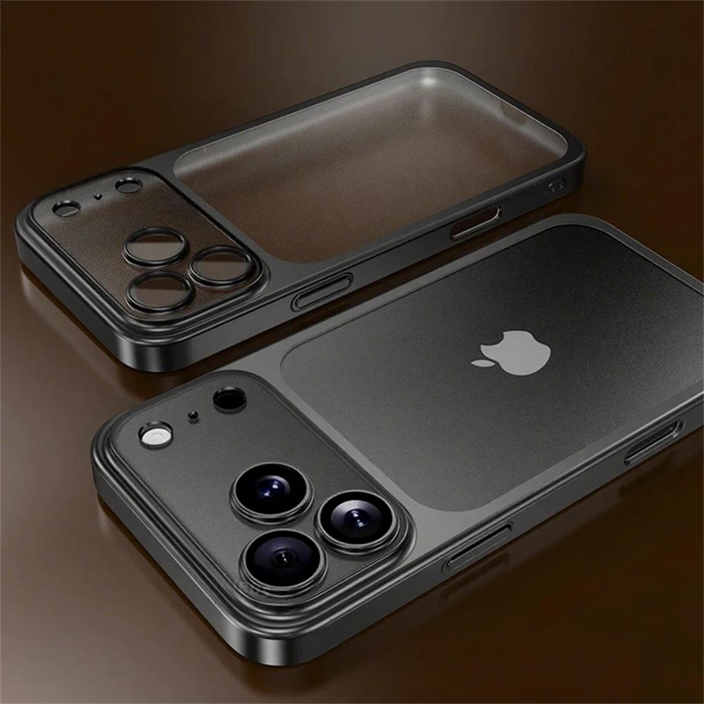 Luxury Original Matte Clear Frosted Phone Case For iPhone 17 16 15 14 13 12 Pro Max Air Glass Lens Film Shockproof Hard PC Cover