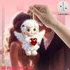 2Pcs Cute Red Heart Little Angel 2D Flat Acrylic Pendant Backpack Small Pendant Party DIY Decorations Valentine's Day Gifts