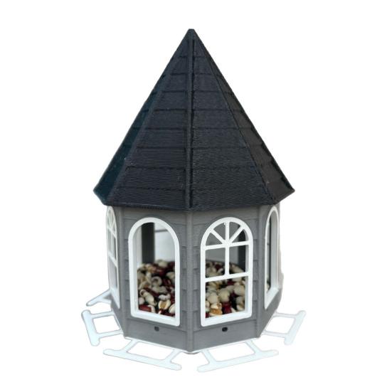 

Кормушка для птиц в виде замка, устойчивая к погодным условиям, многофункциональная, наружная, металлическая, устройство для кормления колибри, украшение для сада и двора белый