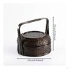 Bamboo Basket with Lid Neutral Handle Handwoven Storage Container Box for Tea